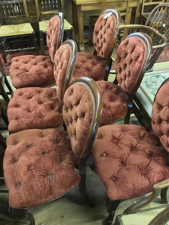 6 Victorian mahogany spoon back chairs